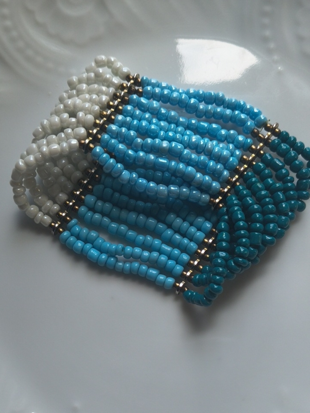 Wide Beaded Wrist Cuff 8 Strands Of Beads